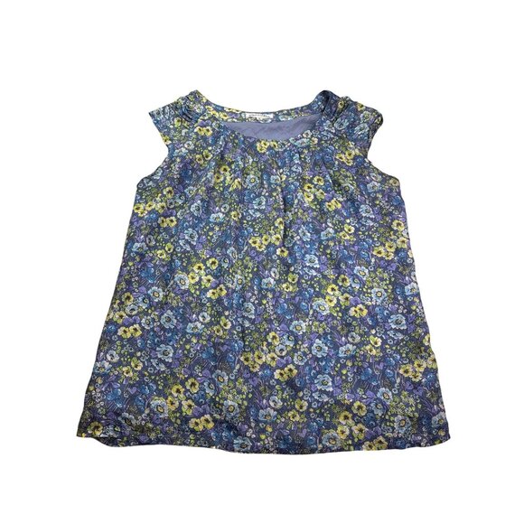 Out of the Box Floral Cap Sleeve Blouse M Lined Pleated Necklace Fairy Whimsical - Picture 1 of 8